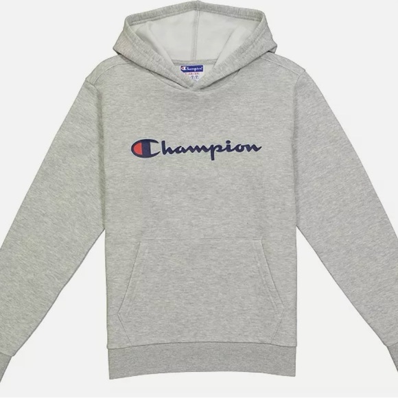 Champion Hoodie Big Kids Boys Sweatshirt Fleece Classic Script Logo Large 14-16 - Picture 1 of 4